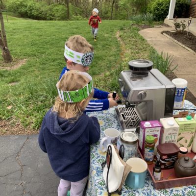 Children making coffee