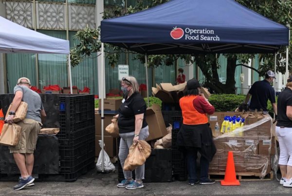 Volunteers at food market
