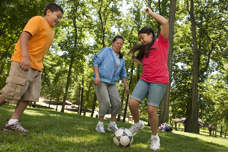 Children playing soccer