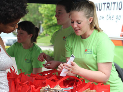 Volunteers at food drive