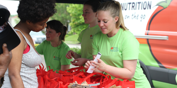 Volunteers at food drive