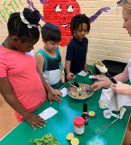 Children making food at school
