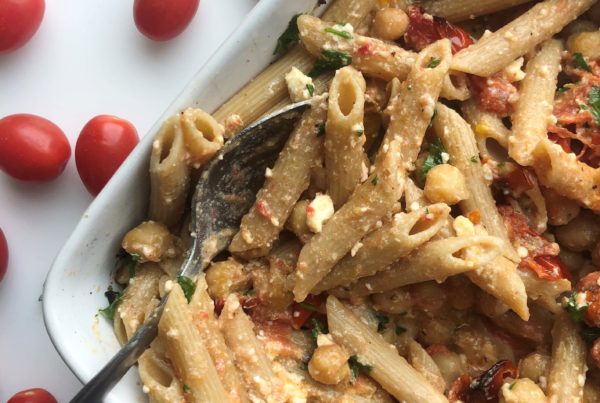 Lemon Feta and Tomato Pasta used for nutrition education