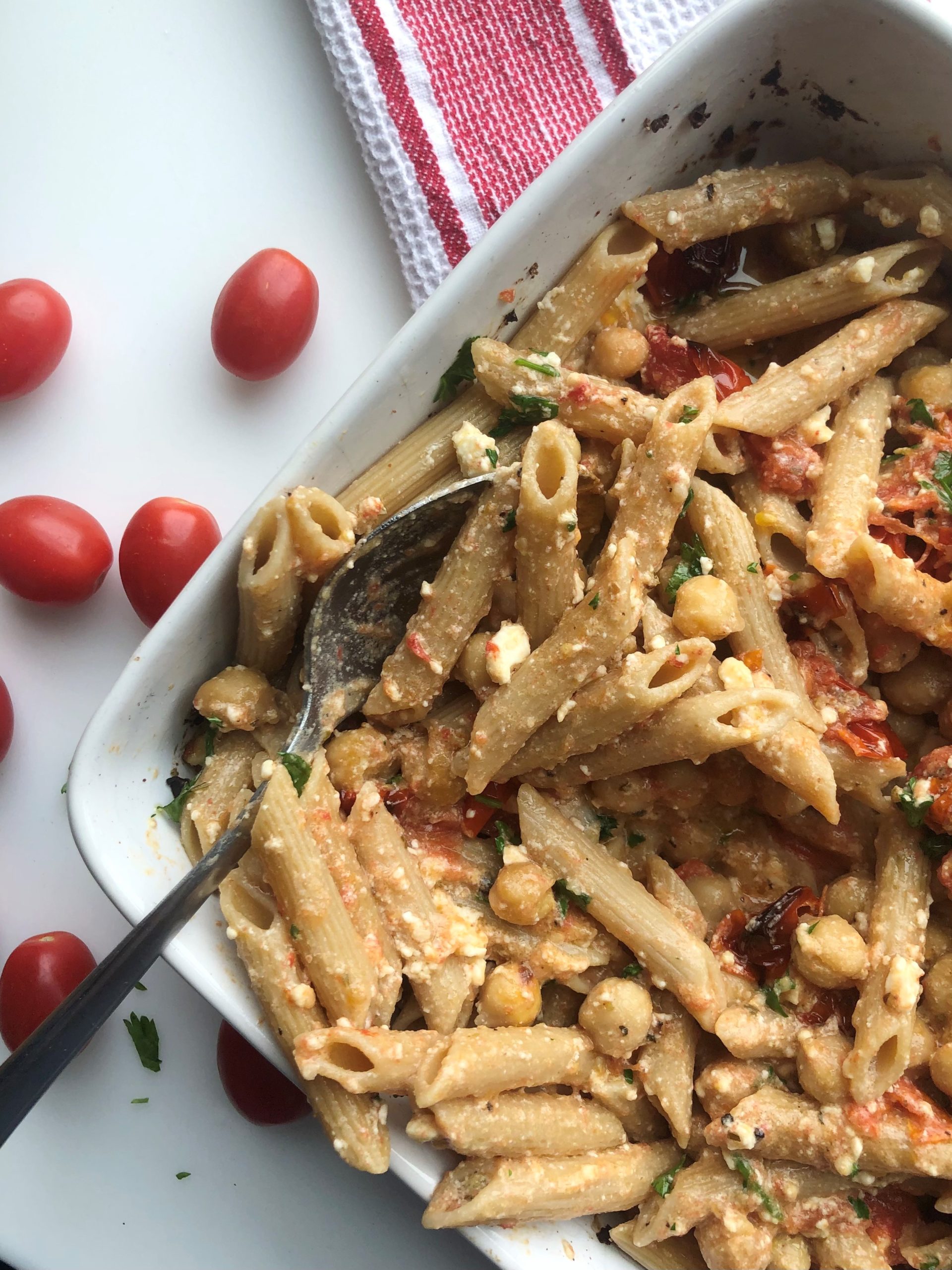 Lemon Feta and Tomato Pasta used for nutrition education