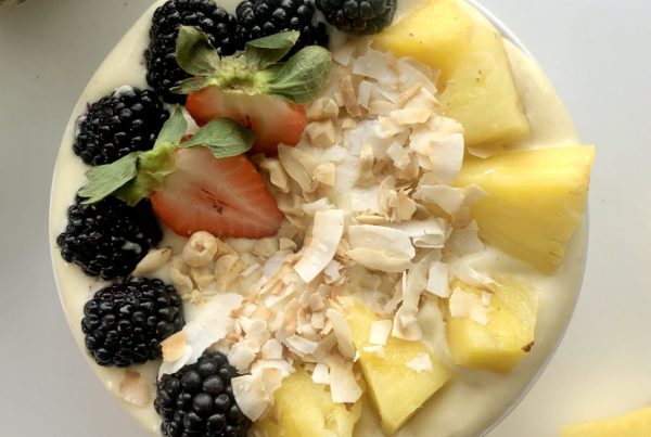Pineapple smoothie bowl used for nutrition education