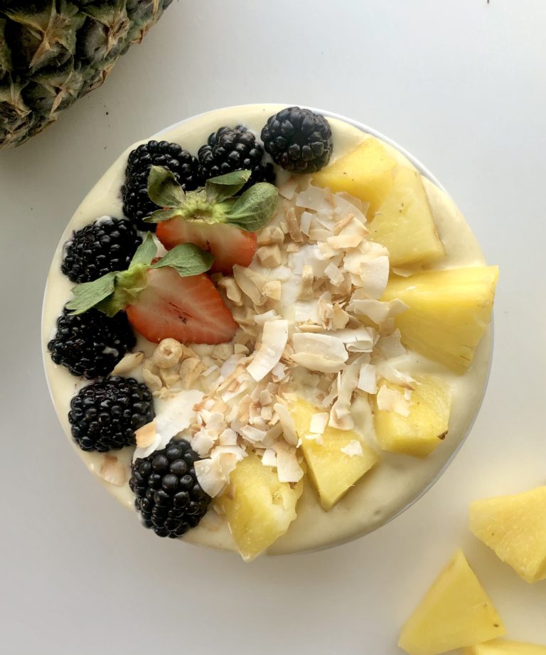 Pineapple smoothie bowl used for nutrition education