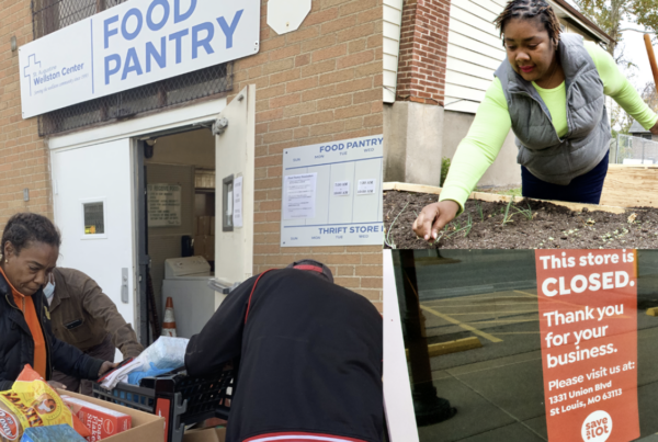 People working at a food pantry