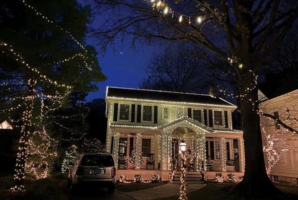 Home decorated in Holiday Lights