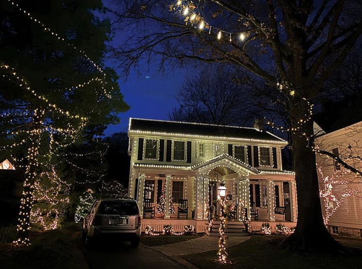 Home decorated in Holiday Lights