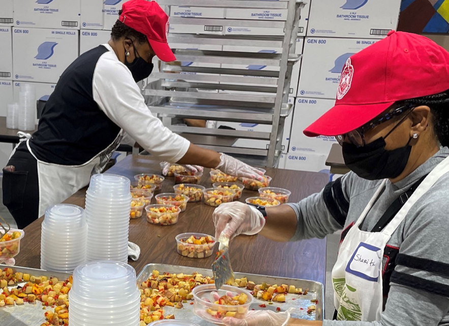 workers preparing food for fresh rx