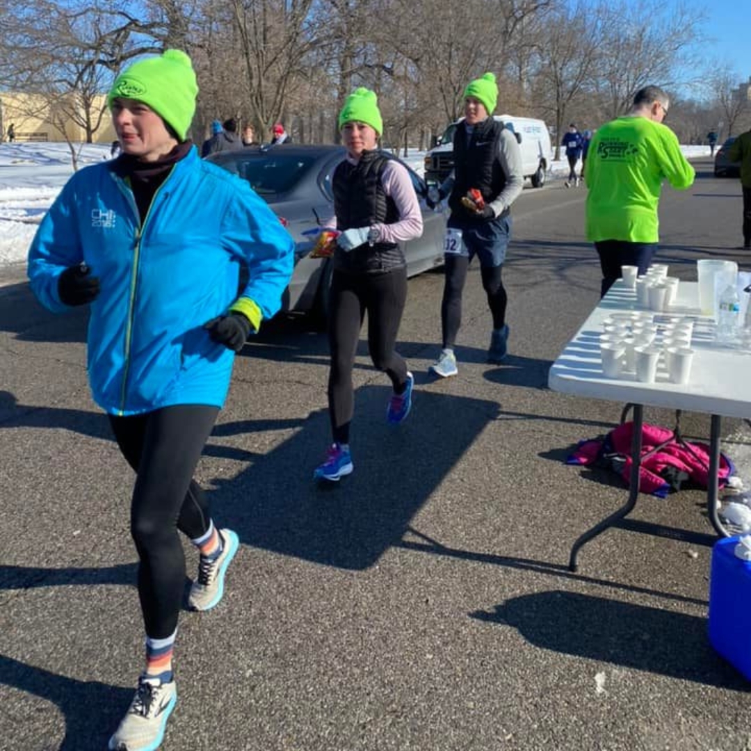 People running in the cold.