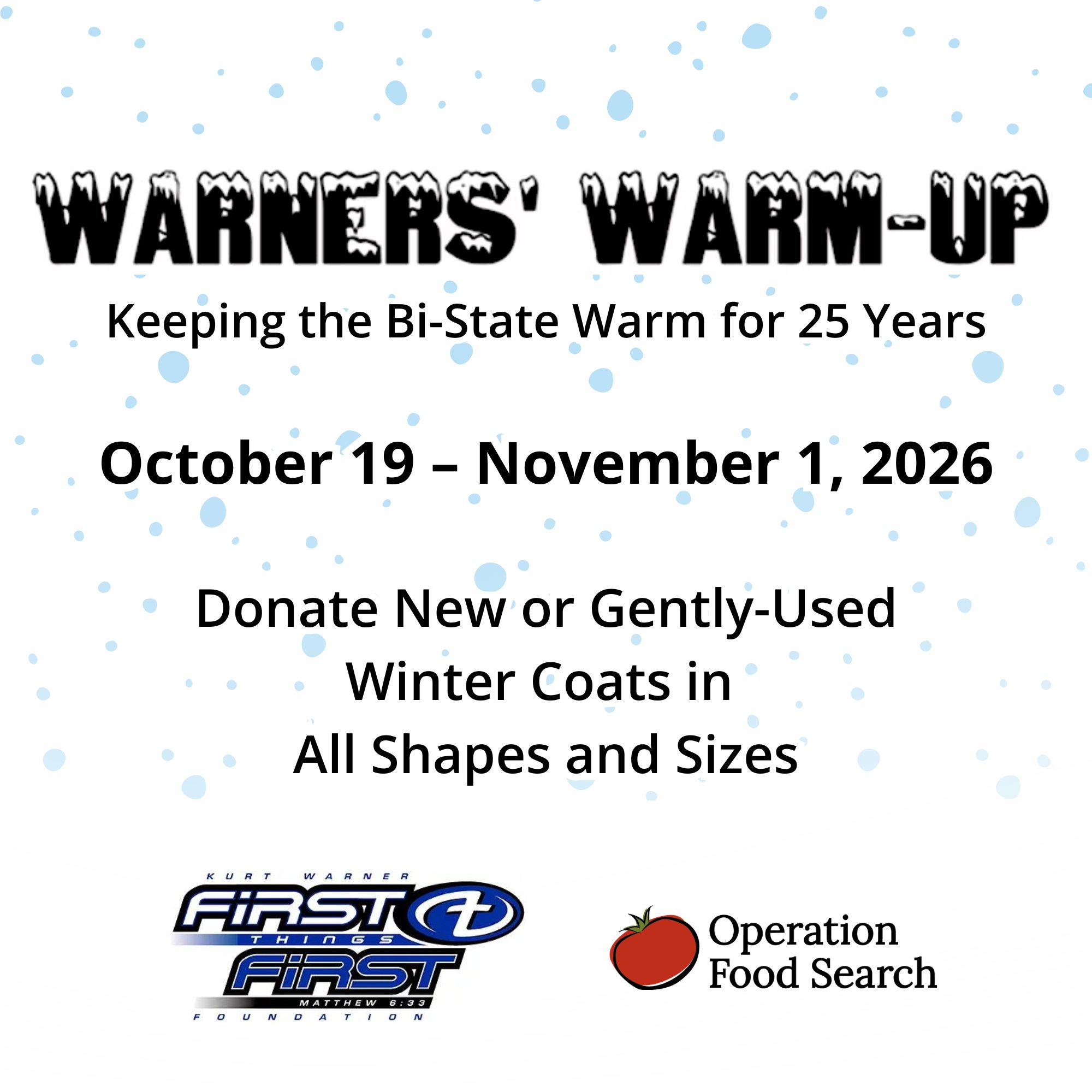 Warners' Warm-Up Coat Drive - October 19-November 1, 2026
